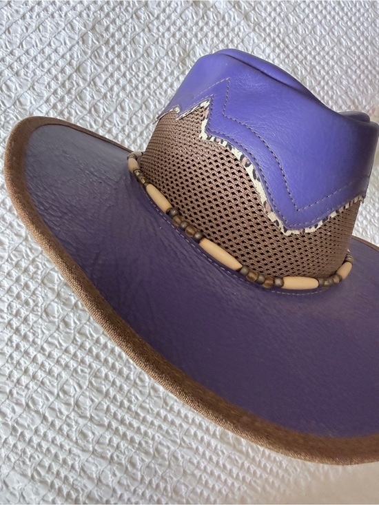 Sabbatini Sierra Leather Hat Purple Brown Mesh Western Women’s Med USA